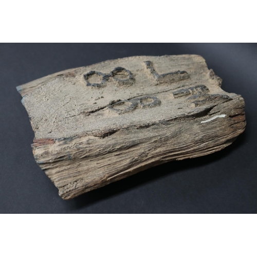 85 - Historic Australian tree section marker, from the first settlement of Sydney cove, carved JM 88. Clo... 