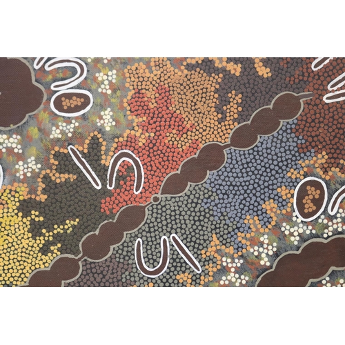 3055 - Louise Daniels Nampitjinpa-  Aboriginal Australian, oi on canvas, 30 cm x 40 cm
