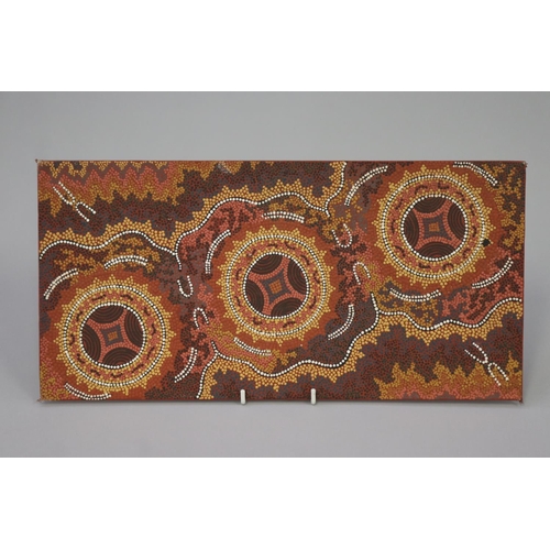 3057 - N. Campbell (Nancy) Napanangka (1961-.) Australia (Aboriginal) Oil on board, 20cm x 40 cm  stamped N... 
