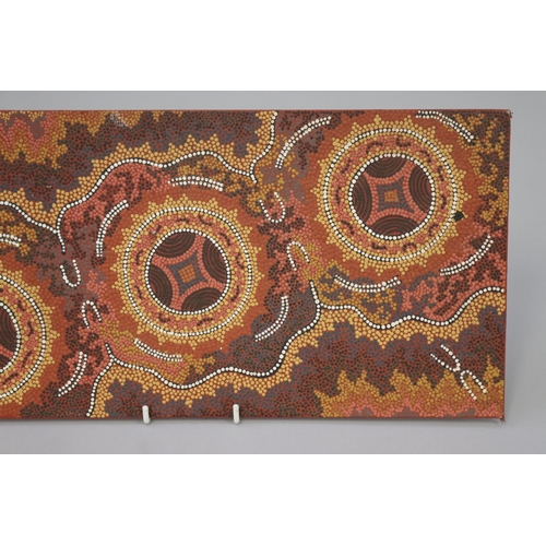 3057 - N. Campbell (Nancy) Napanangka (1961-.) Australia (Aboriginal) Oil on board, 20cm x 40 cm  stamped N... 