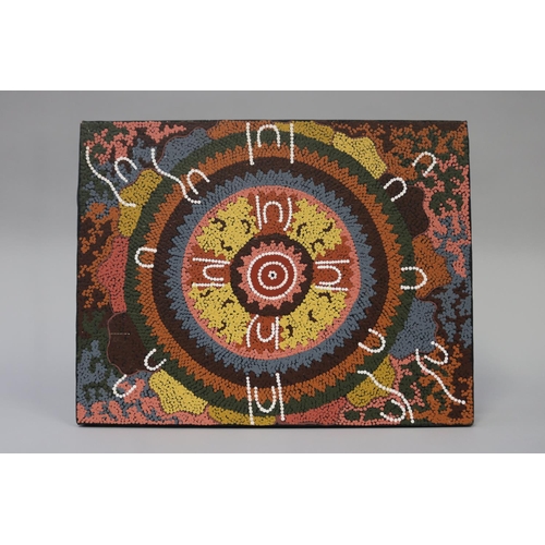 3061 - N. Campbell (Nancy) Napanangka (1961-.) Australia (Aboriginal) oil on canvas, 35.5 cm x 45.5 cm