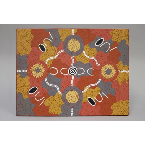 3062 - Beatrice Gibson- Aboriginal Australian -born 1960, oil on canvas, 35 cm x 46 cm