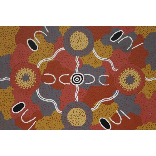 3062 - Beatrice Gibson- Aboriginal Australian -born 1960, oil on canvas, 35 cm x 46 cm