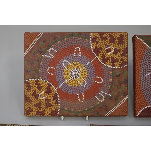 3067 - Lois Daniels (Working 1990s) Australia (Aboriginal) Five oils on board and canvas, 20 cm x 24.5 cm  ... 