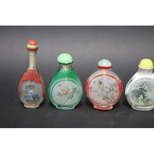 137 - Six Chinese over lay glass reverse painted snuff bottles, approx 9cm H and shorter (6)