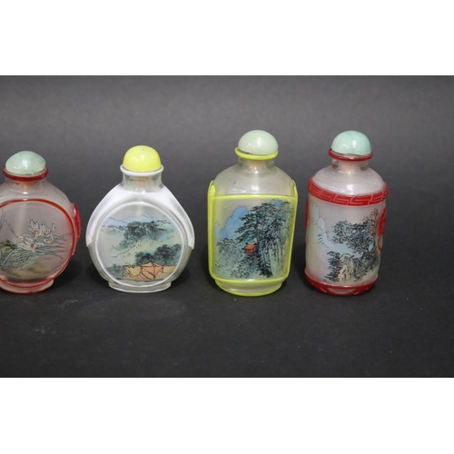 137 - Six Chinese over lay glass reverse painted snuff bottles, approx 9cm H and shorter (6)