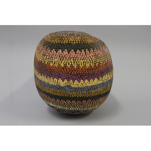 3020 - Kitty Napperby Pultara (c1924-.) Australia (Aboriginal) - softwood painted water carrier, approx 23c... 