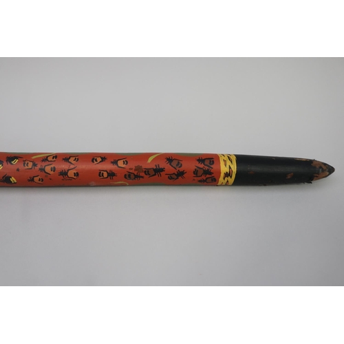 3028 - Launce Napnrula, Australian Aboriginal, painted hardwood digging stick, approx 99cm L