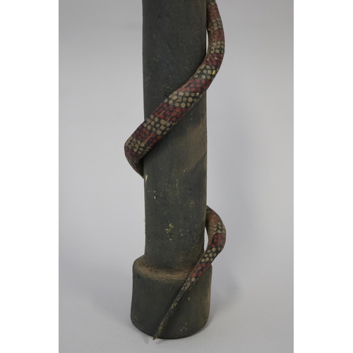 3030 - Leslie Tilmouth, Australian Aboriginal, painted hardwood pole, approx 49cm L