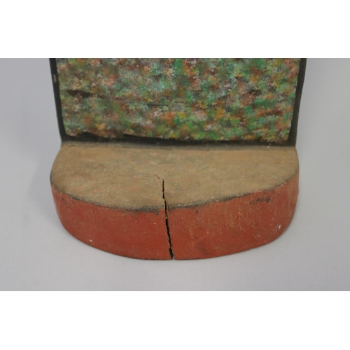 3037 - Leslie Tilmouth, Unusual standing double sided story board, on base. 43.5 cm high