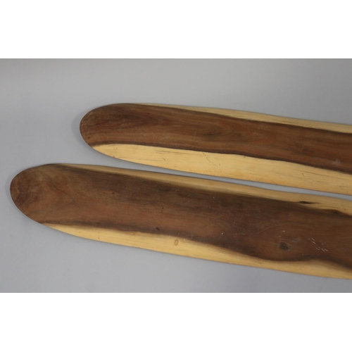 3047 - Pair of Leslie Pultara long mulga wood boards (2) 61 cm long each approx