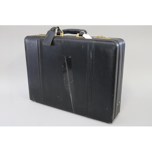 3069 - Nancy Campbell (1961-.) Australia, unique painted front cover briefcase, approx 36 cm x 45 cm