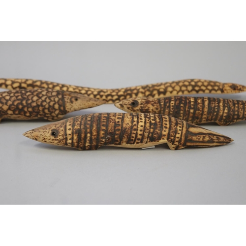 3079 - Lisa Pultara - Aboriginal Australian (Circa 1961) Four poker work animals, lizard, ant eater, snake ... 
