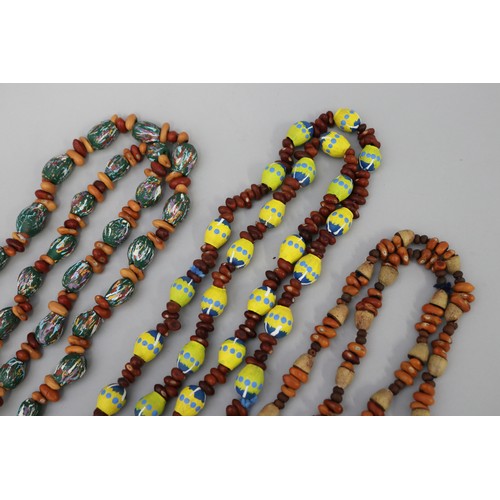 3096 - Three Australian Aboriginal painted gum nut and bead necklaces (3) circa 1980's  Napperby station
