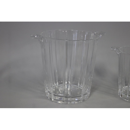 33 - RETURNED 17/4/24 - Two heavy cut crystal twin handled wine buckets, approx 19cm H x 22cm W and small... 