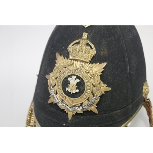 47 - North Staffordshire Regiment Officer’s Victorian period blue cloth helmet