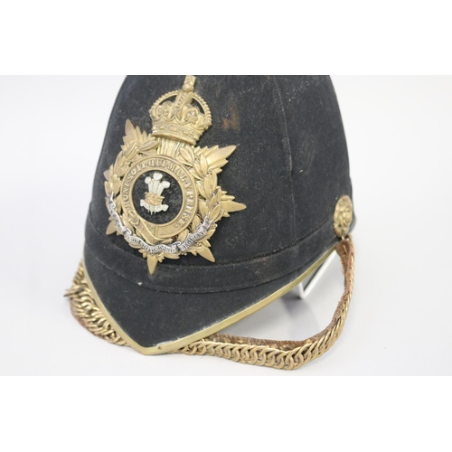 47 - North Staffordshire Regiment Officer’s Victorian period blue cloth helmet