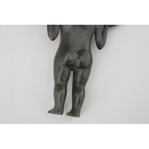 62 - Antique bronze nude figure incense burner holder, approx 17cm H x 15cm W