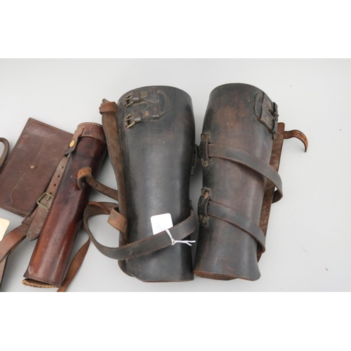 67 - Good selection of English and Australian military items, to include leather covered glass bottle, WW... 