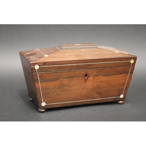 102 - Antique tea caddy for restoration to interior, approx 17cm H x 28cm W x 14cm D