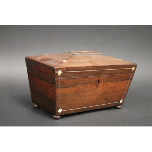 102 - Antique tea caddy for restoration to interior, approx 17cm H x 28cm W x 14cm D