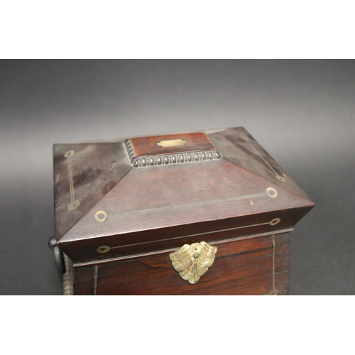 105 - Antique tea caddy, for restoration, approx 17cm H x 23cm W x 17cm D