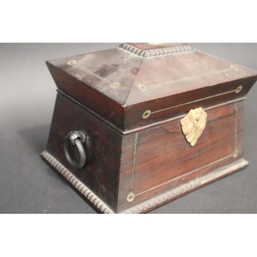 105 - Antique tea caddy, for restoration, approx 17cm H x 23cm W x 17cm D