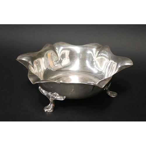 108 - Antique sterling silver hexagonal flower form footed bowl, marked for Sheffield 1912, Atkin Brothers... 