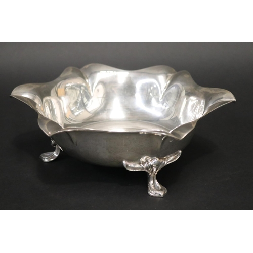 108 - Antique sterling silver hexagonal flower form footed bowl, marked for Sheffield 1912, Atkin Brothers... 