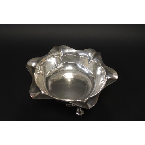 108 - Antique sterling silver hexagonal flower form footed bowl, marked for Sheffield 1912, Atkin Brothers... 