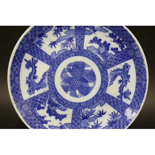 114 - Antique Japanese Blue & white plate, approx 30cm Dia