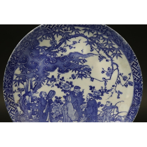 115 - Antique Japanese blue & white plate, approx 30cm Dia