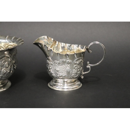 96 - Antique Edward VII hallmarked sterling silver sugar and creamer, Chester 1901-02, maker George Natha... 