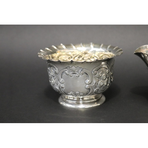 96 - Antique Edward VII hallmarked sterling silver sugar and creamer, Chester 1901-02, maker George Natha... 