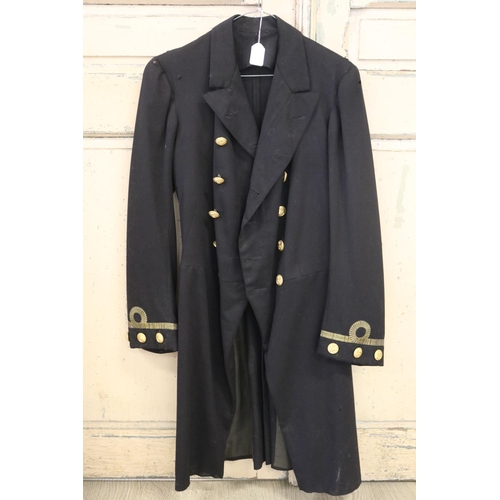 117 - Antique British Royal Navy officers frock coat, two lines of five gilt brass Navy buttons