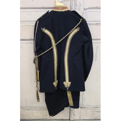 120 - Royal Artillery Bandsman Tunic, dark navy blue wool tunic with white frogging decoration to the fron... 