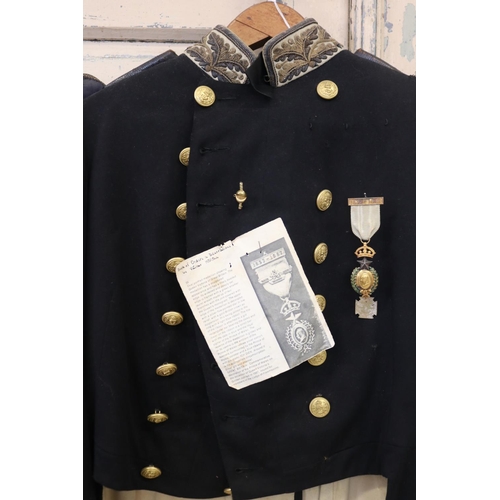 121 - Antique Royal Navy Officers pattern 1901-  tail dress coat, with attached Prince Albert jubilee meda... 