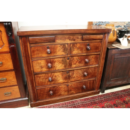295 - Antique mahogany seven drawer chest of drawers, with flambe mahogany fronts and cock beaded edge, ap... 