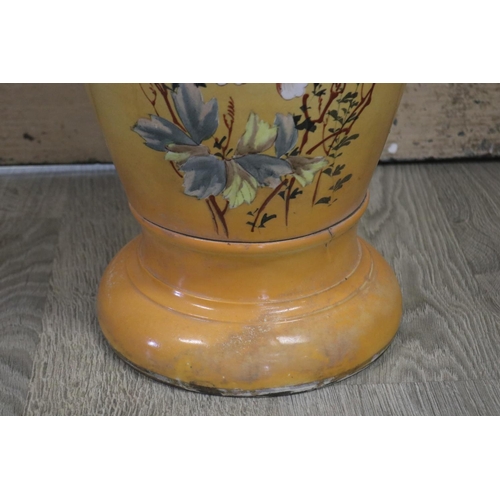 299 - Large antique Japanese autumn floor vase, decorated with flower heads on a brown ground vase, approx... 