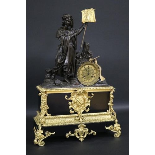 301 - Rare French Empire ormolu and marble clock attributed to Cheznay circa 1820's, religious themed,  He... 
