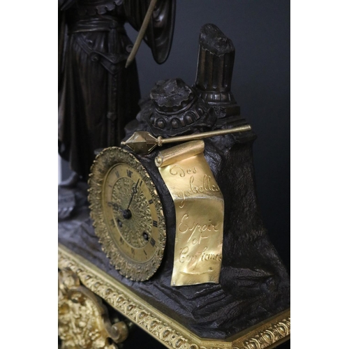 301 - Rare French Empire ormolu and marble clock attributed to Cheznay circa 1820's, religious themed,  He... 