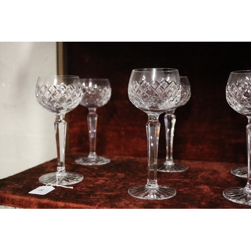 329 - Set of eight Bohemian diamond cut crystal hock glasses, each approx 19cm H (8)
