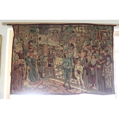 379 - Vintage French medieval style wall tapestry, approx 130cm x 190cm