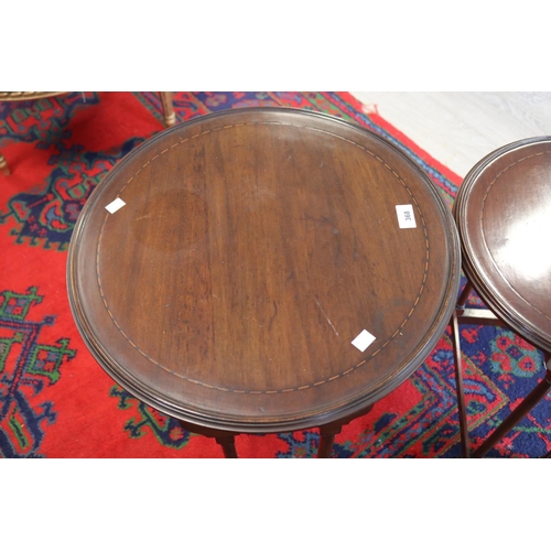 368 - Vintage nest of three circular nest of tables, approx 60cm H x 50cm Dia and smaller (3) Provenance: ... 