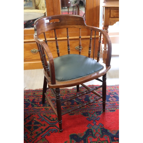 375 - Antique oak desk chair spindle back