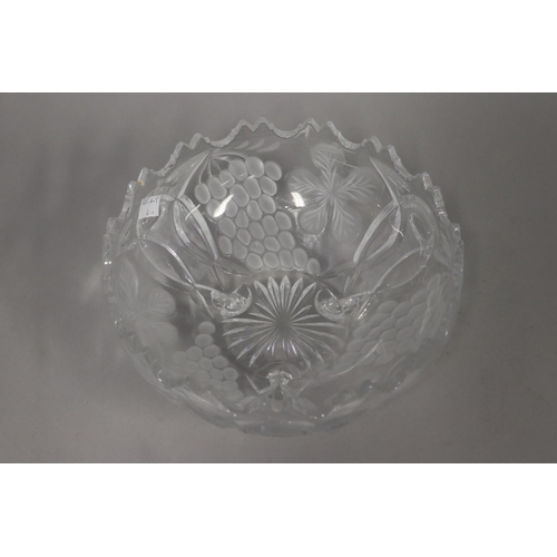 331 - Pressed and cut glass footed fruit bowl, approx 14cm H x 25cm Dia