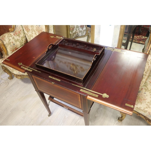 343 - RETURNED 17/4/24 - Fine Antique inlaid mahogany rise and fall drinks cabinet,   