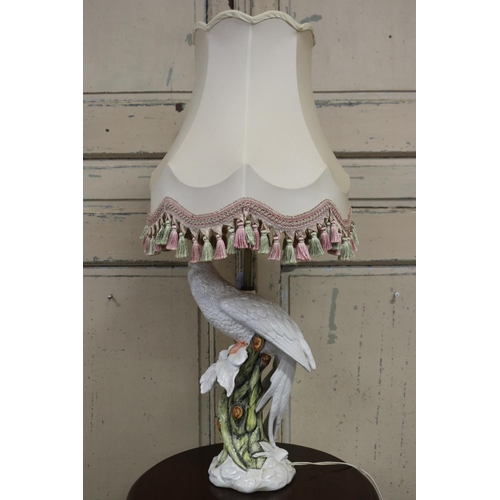 361 - Italian ceramic parrot lamp, A/F to base, approx 87cm H