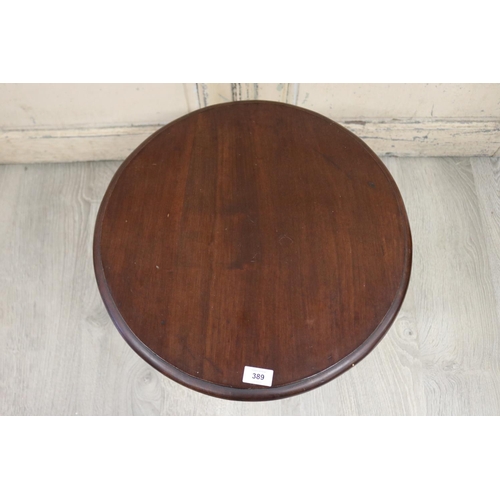 389 - Antique circular walnut & cedar low table, approx 46cm H x 48cm Dia