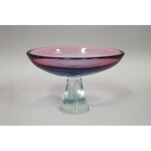 277 - Coloured art glass pedestal bowl, approx 20cm H x 30cm W x 23cm D